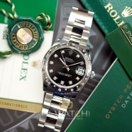 Rolex Lady Datejust Black Dial Diamond Bezel (เพชรกระจาย) 31 mm Ref. 178344 (Thai AD 12/2016)