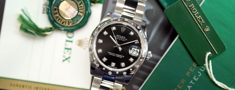 Rolex Lady Datejust Black Dial Diamond Bezel (เพชรกระจาย) 31 mm Ref. 178344 (Thai AD 12/2016)