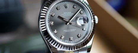 Rolex Datejust II Whitegold Bezel Grey Dial Diamond 41 mm Ref.116334 (03/2015)