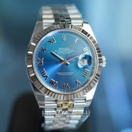 NEW!! Rolex Datejust 41 WhiteGold Bezel Azzurro Blue Roman Dial 41 mm Ref.126334 (NEW 10/2022)